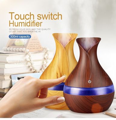 Compacto 300ml diseño de jarrón de flores de madera Ultrasonido humidificador difusor para el hogar