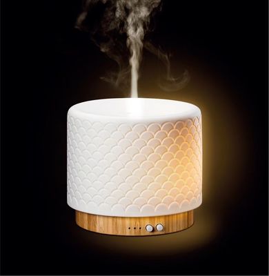 Difusor electrónico ultrasónico de bambú y cerámica de 280 ml para una experiencia de aroma natural