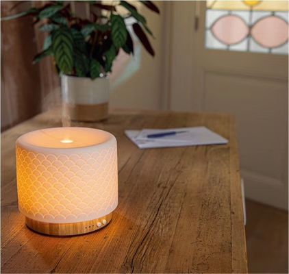 Difusor electrónico ultrasónico de bambú y cerámica de 280 ml para una experiencia de aroma natural